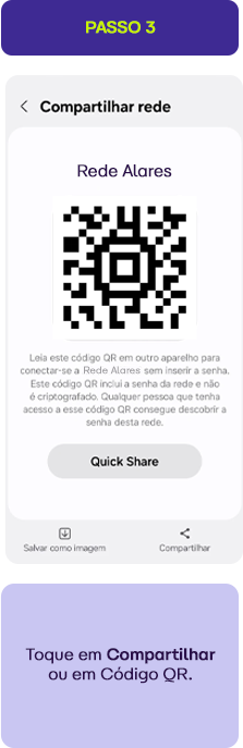 Imagem de código QR para compartilhamento de rede Wi-Fi Alcances, com instruções de uso e login, otimizado para SEO na palavra-chave 'compartilhar código QR Wi-Fi'