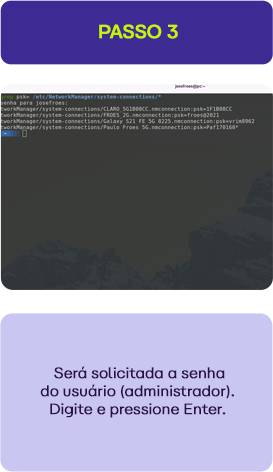 Imagem mostrando o passo 3 de um procedimento, onde é solicitado que o usuário insira a senha do administrador para continuar com a configuração.