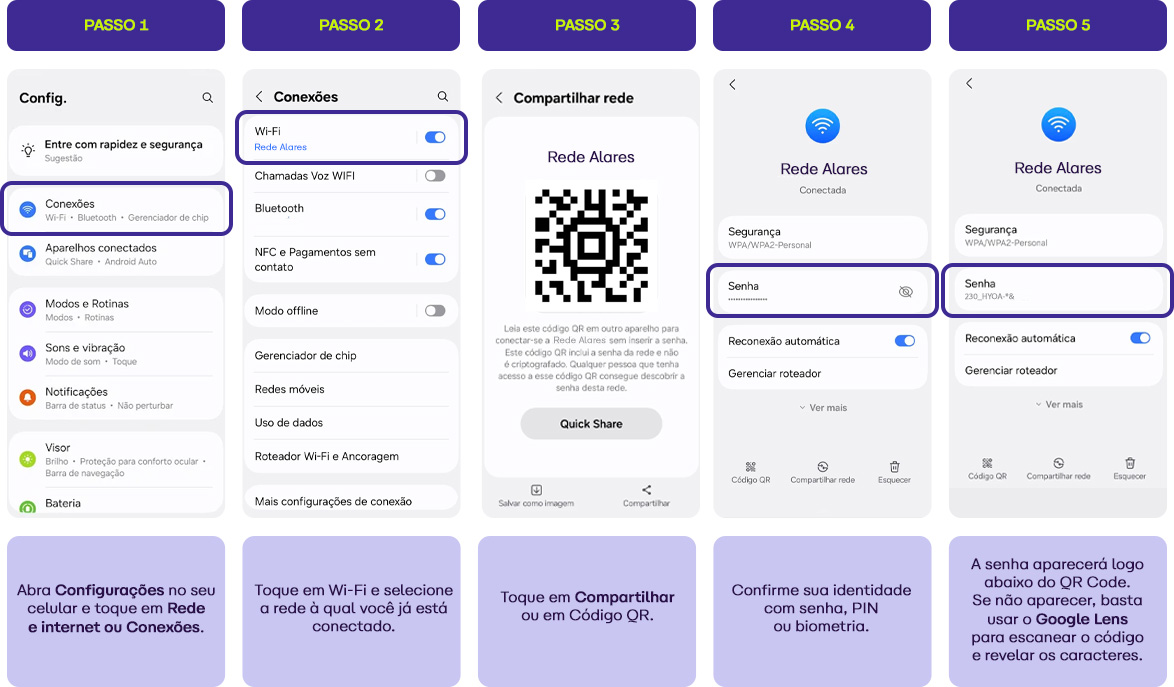 Tutorial passo a passo de como compartilhar sua rede Wi-Fi usando um código QR, incluindo configuração do Wi-Fi, geração do QR code e conexão segura.