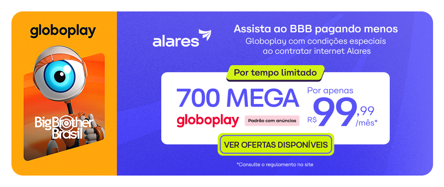 Anúncio de internet de alta velocidade com plano de 700 Mega por R$99,99 por mês, destacando promoção limitada e ofertas disponíveis na GloboPlay.