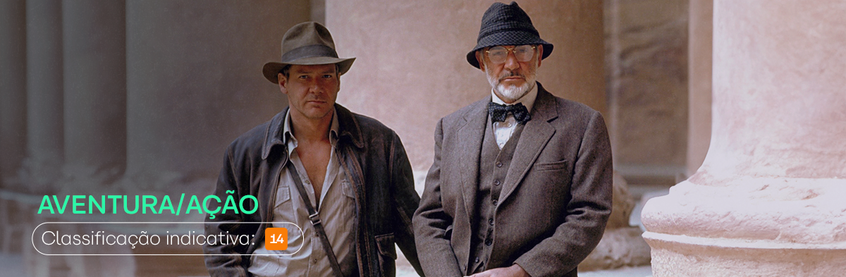 banner do filme Indiana Jones e a Última Cruzada representando uma opção de filmes para o dia dos pais
